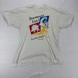 Dinosaurs Live Sands Point Preserve Single Stitch T Shirt Mens Medium‎ Vintage